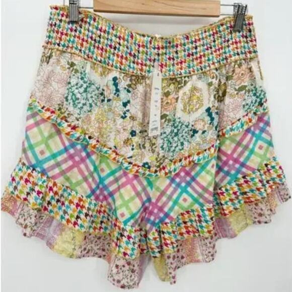Anthropologie Barok Paris Womens Island Passage High Rise Patchwork Shorts -Sz L - Picture 2 of 8